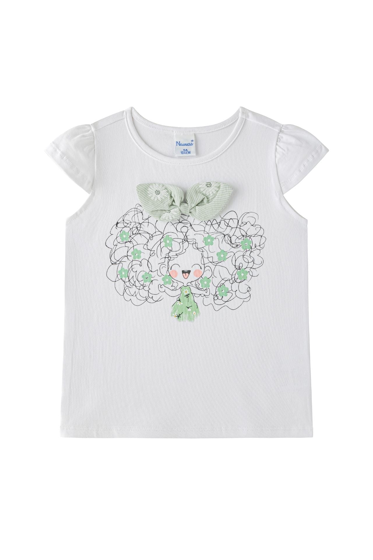 Conjunto de falda con flores verdes, con vuelo y camiseta - Newness
