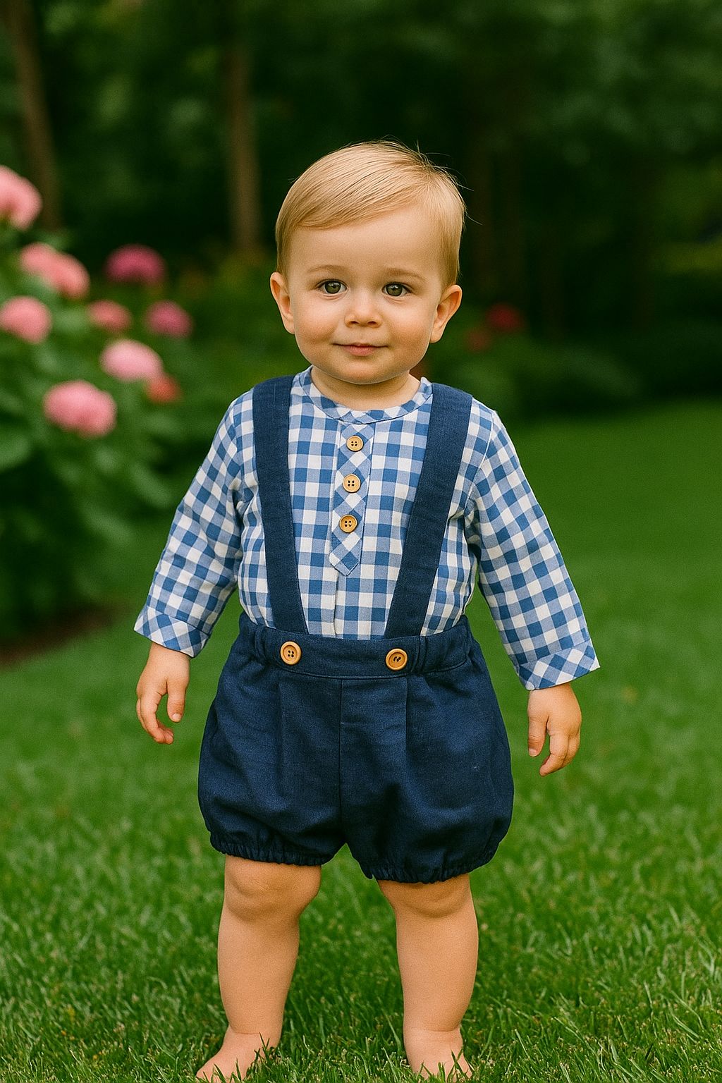 Conjunto niño con camisa de cuadros de Coco Acqua 2024