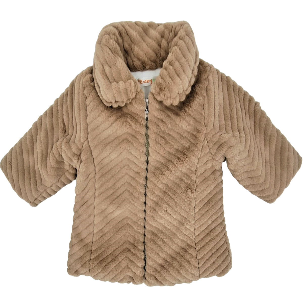 Abrigo de pelo en camel -Babybol - Frontal - Moda Infantil Chicle