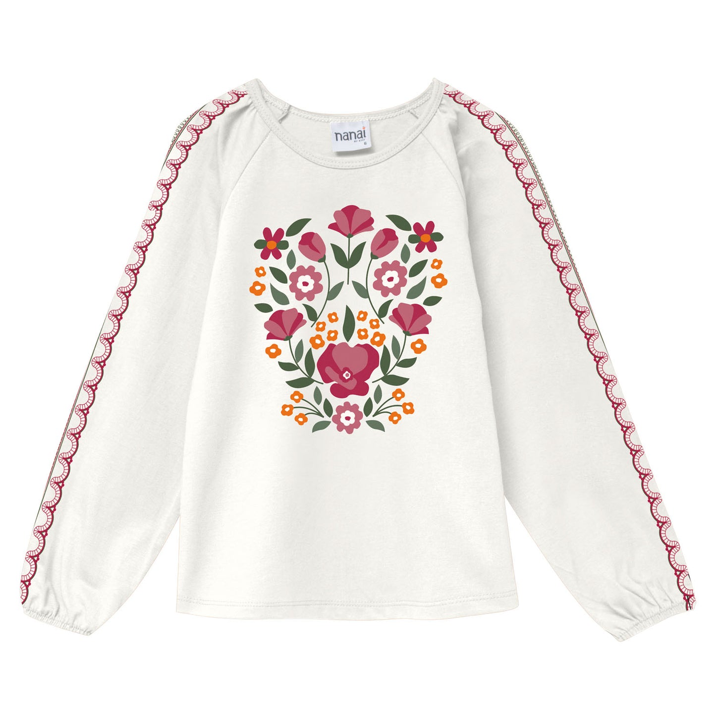 Camiseta beige con bonita estampación - Kyly invierno 2024 - Frontal - Moda Infantil Chicle