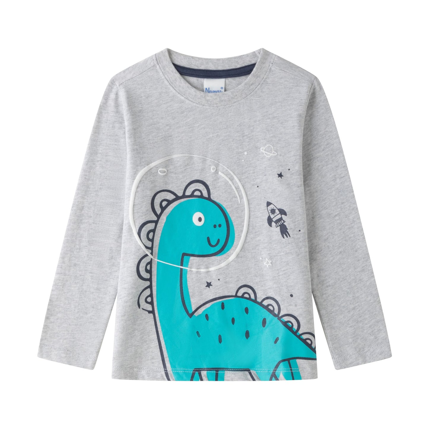 Camiseta gris Dino - Newness - Frontal - Moda Infantil Chicle