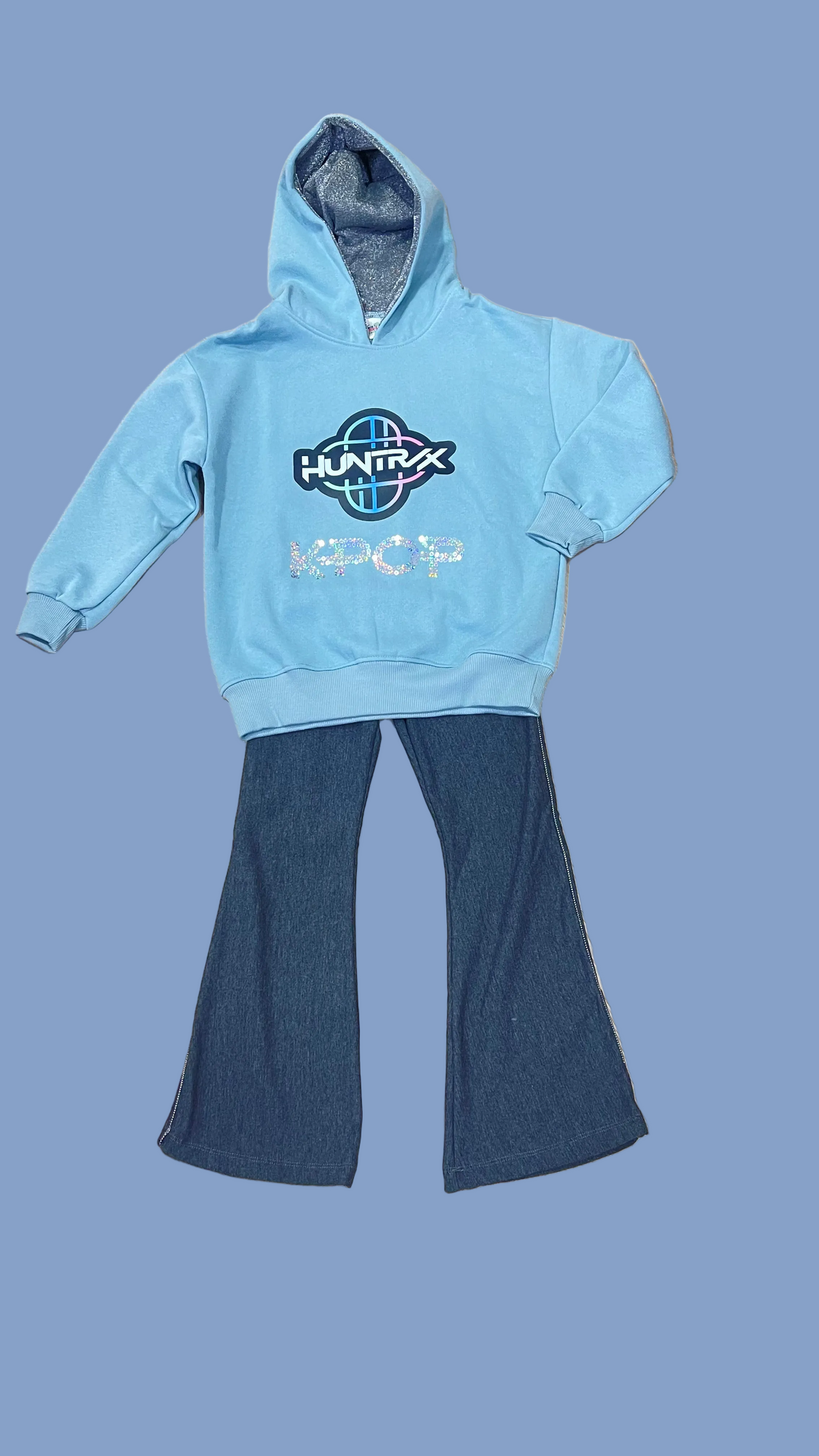 Ch�ndal ni�a con sudadera azul viejo de K- Pop - Patitaa - Detalle 6 - Moda Infantil Chicle