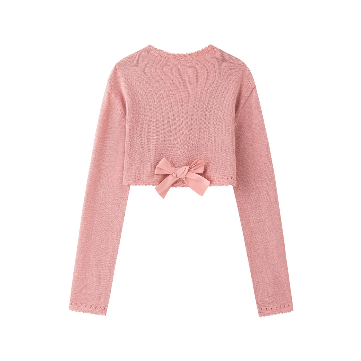 Chaqueta torera de niña en punto, de color rosa maquillaje de Newness - Detalle 1 - Moda Infantil Chicle