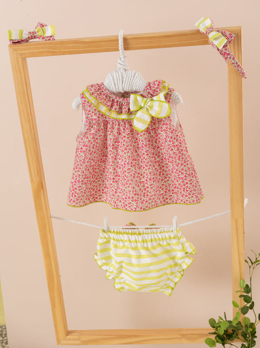 Jesusito en tonos pistacho y fucsia - Cuka verano 2024 - Frontal - Moda Infantil Chicle