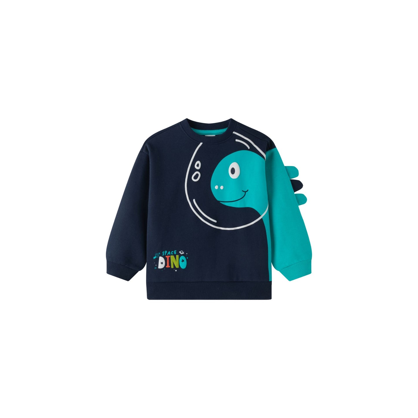 Sudadera azul marino de dinosaurio - Newness - Frontal - Moda Infantil Chicle