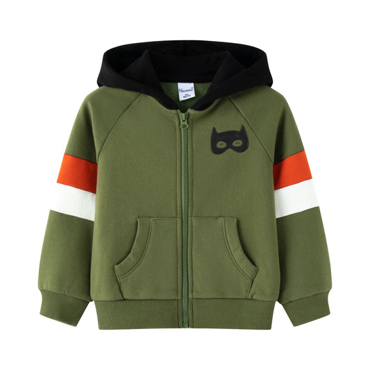 Sudadera con cremallera en verde - Newness - Frontal - Moda Infantil Chicle