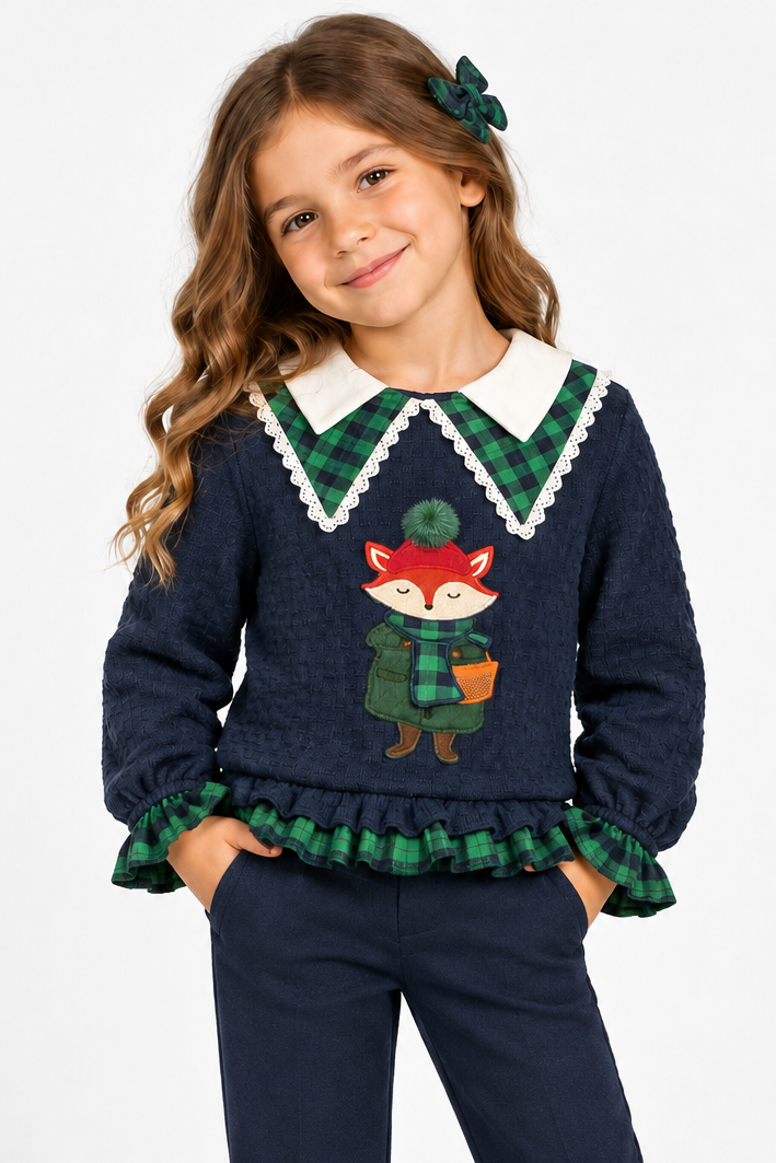 Sudadera ni�a de punto, zorrito con bufanda - Basmarti - Detalle 1 - Moda Infantil Chicle