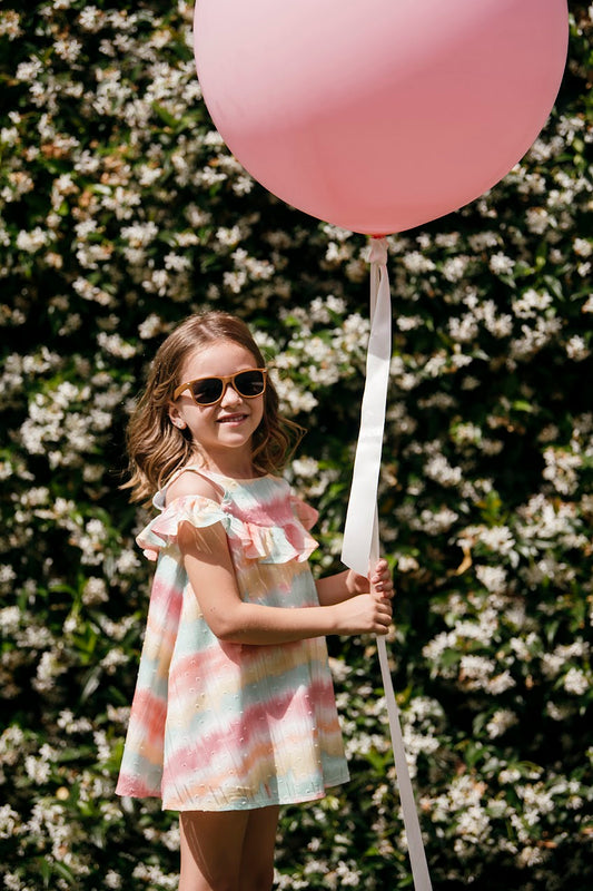 Vestido de niña multicolor - Coco Acqua - Frontal - Moda Infantil Chicle