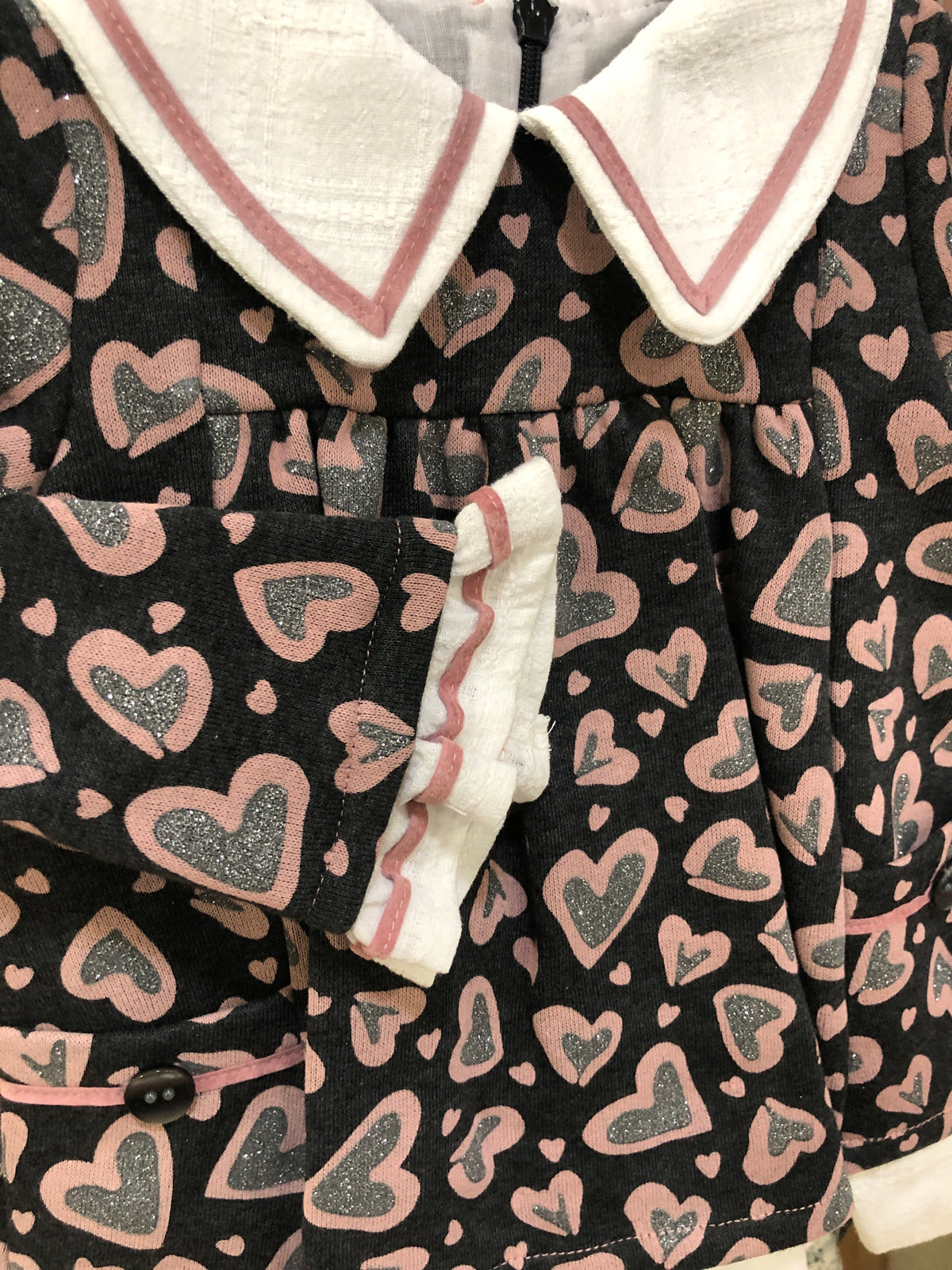 Vestido ni�a beb� con corazones - Basmarti invierno 2024 - Detalle 4 - Moda Infantil Chicle