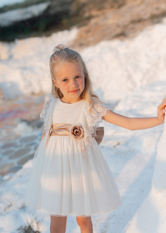 Vestido niña con tul - Basmarti verano 2024 - Frontal - Moda Infantil Chicle