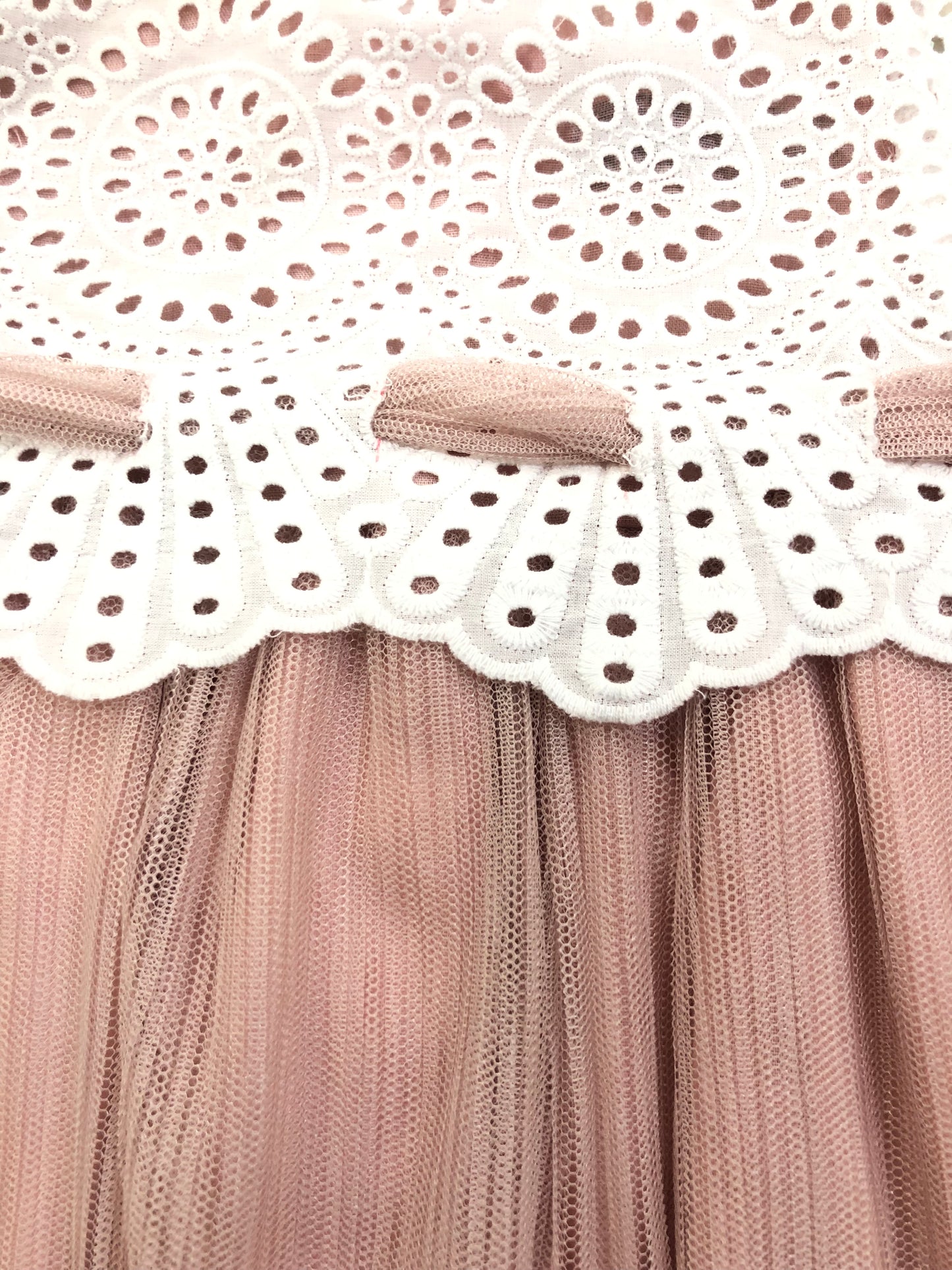 Vestido niña con tul rosa empolvado - Basmarti verano 2024 - Detalle 2 - Moda Infantil Chicle