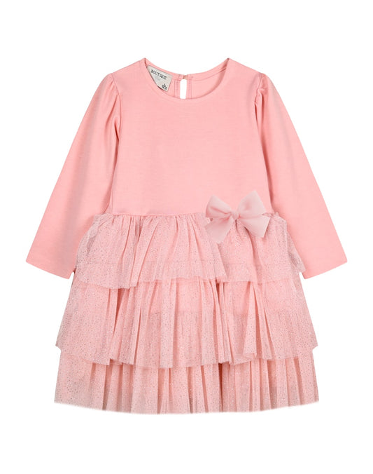 Vestido niña con volantes rosas -  Energiers 2023 - Frontal - Moda Infantil Chicle