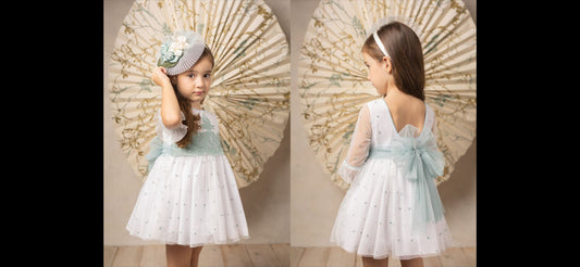 Vestido niña espalda escotada de ceremonia - Basmarti primavera 2023 - Frontal - Moda Infantil Chicle