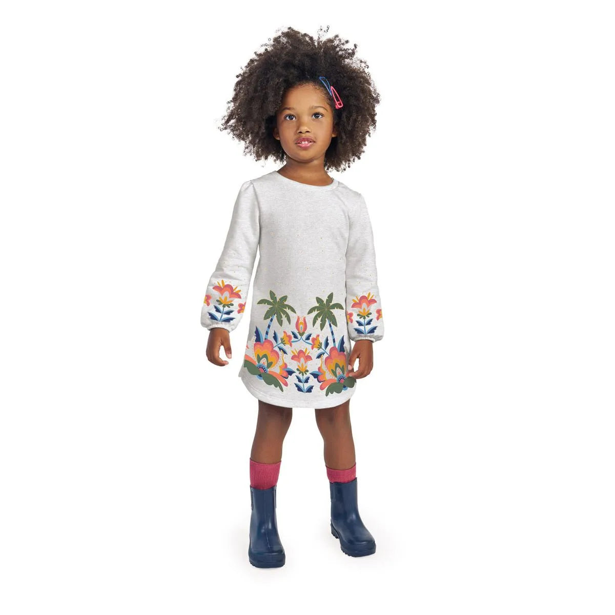 Vestido niña estampado - Kyly invierno 2024 - Detalle 2 - Moda Infantil Chicle
