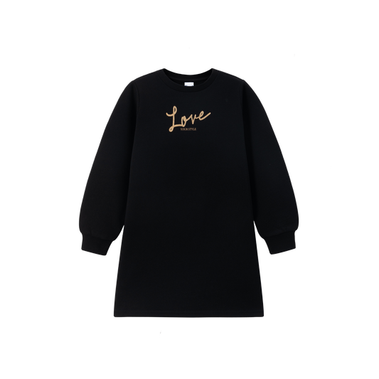 Vestido niña juvenil negro de invierno - Newness 2023 - Frontal - Moda Infantil Chicle