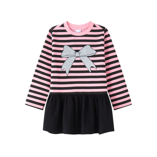 Vestido niña rayas de invierno - Newness 2023 - Frontal - Moda Infantil Chicle