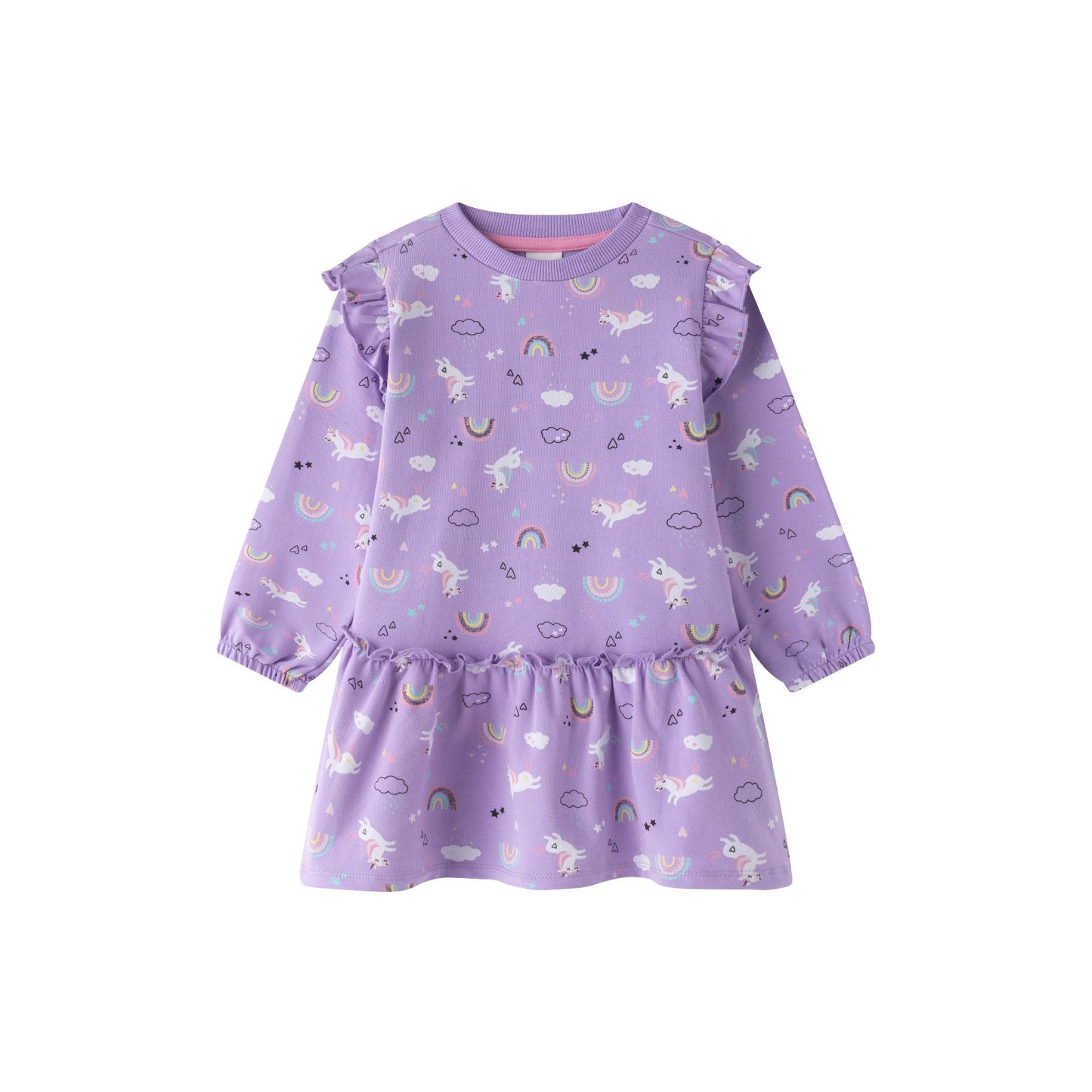 Vestido unicornio morado - Newness invierno 2024 - Frontal - Moda Infantil Chicle