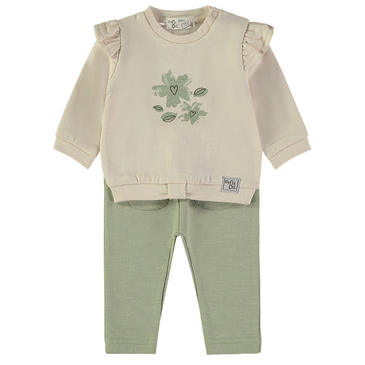 Conjunto bebé niña verde - beige - Babybol (copia)