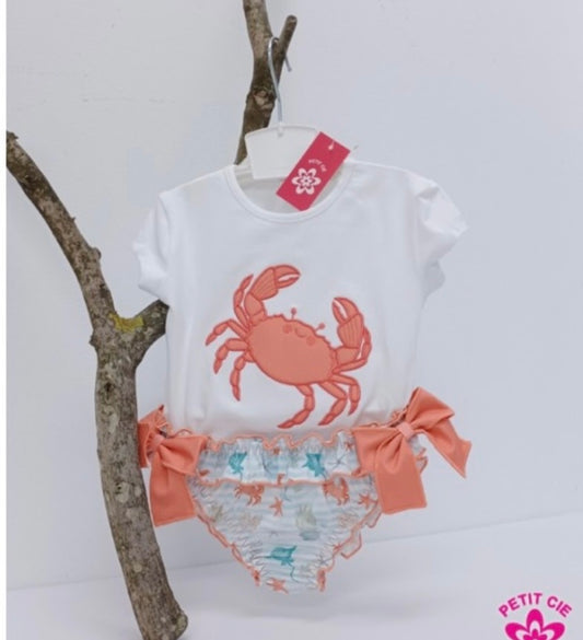 Conjunto cangrejo de baño para niña bebé
