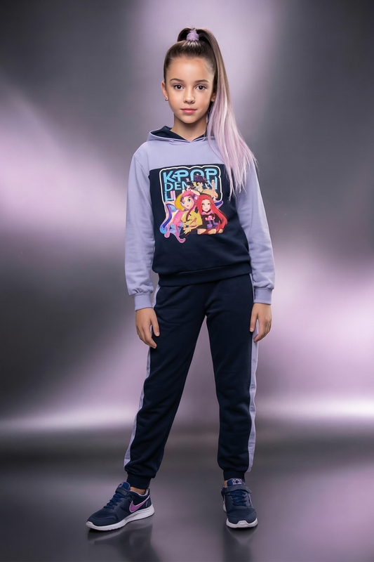 Chándal niña en lila y azul marino de K- Pop - Patitaa