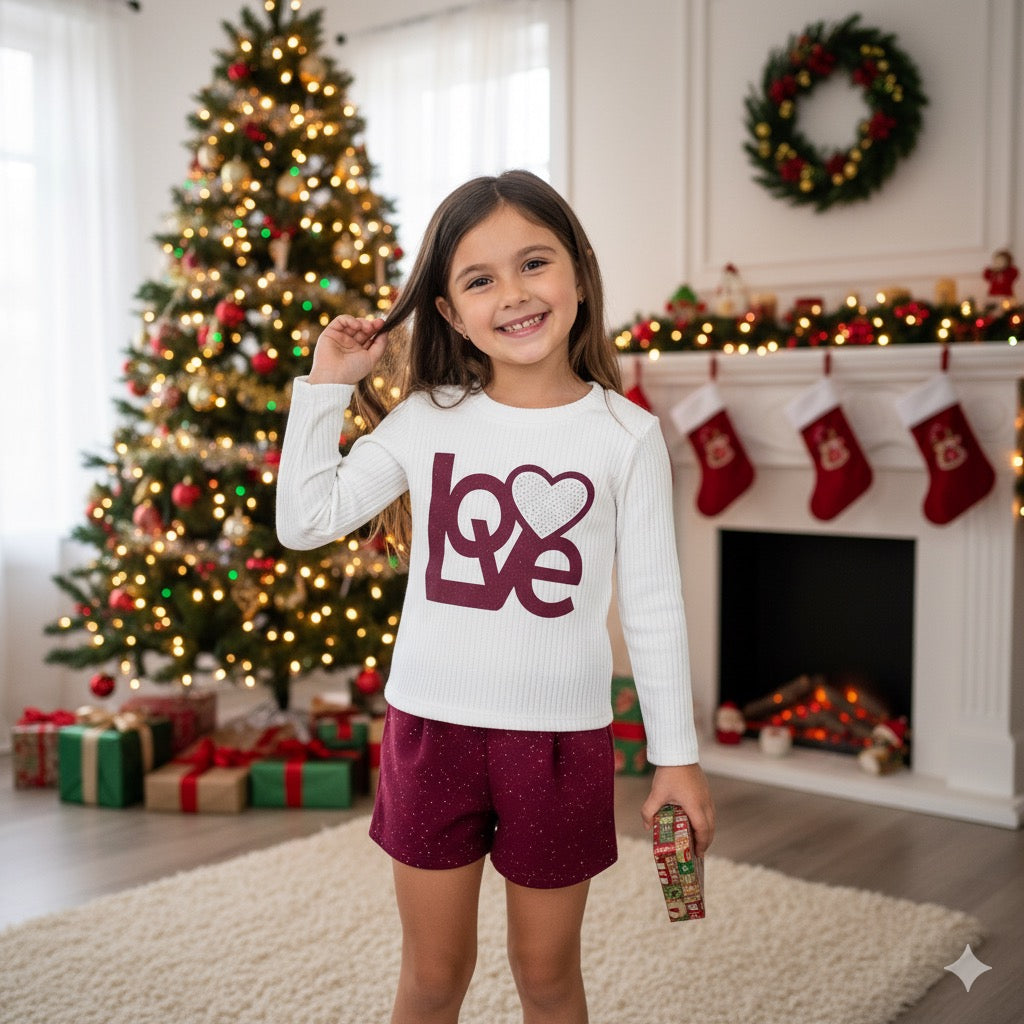 Conjunto de suéter blanco y Short brillos - Pronta Moda