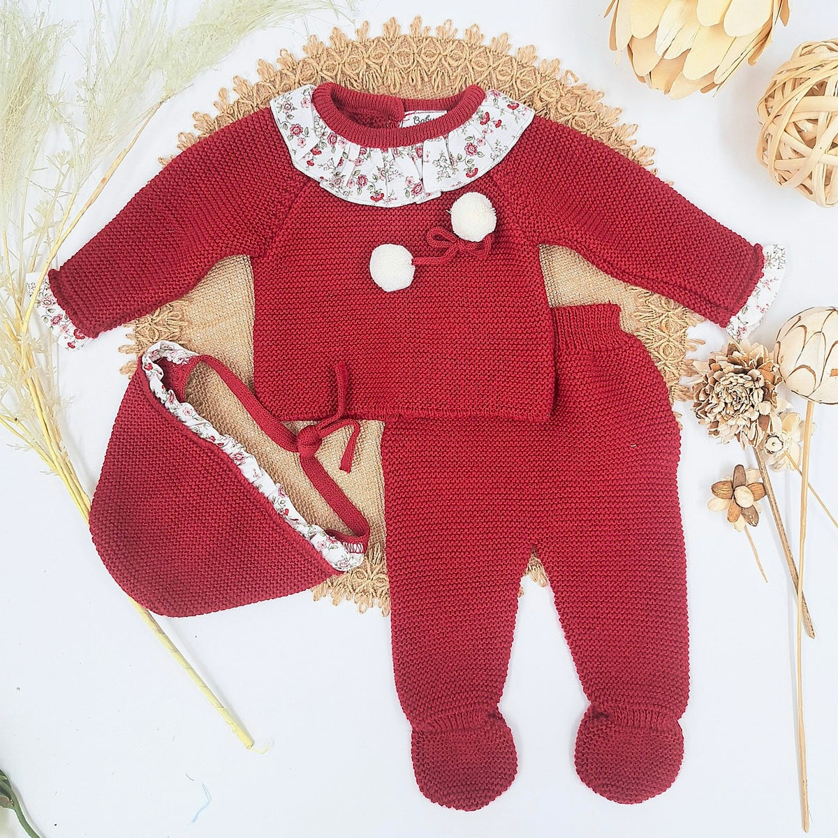 Conjunto bebé de lana en granate - Baby Fashion