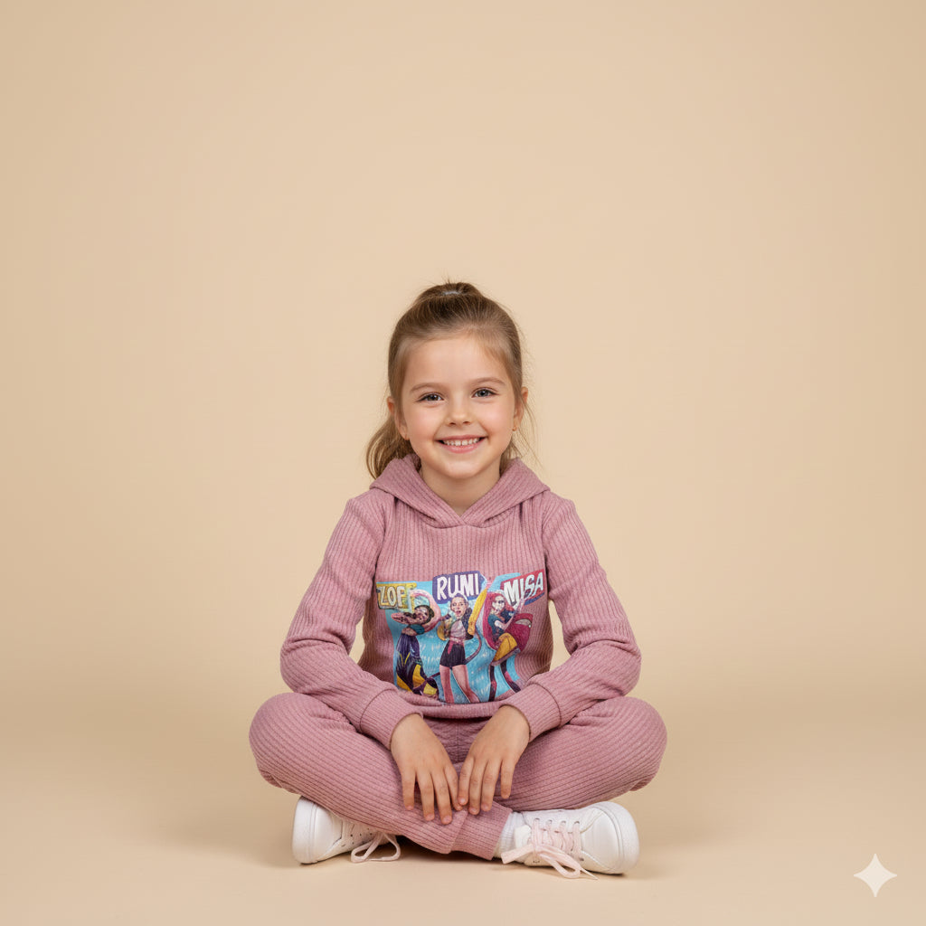 Chandal de niña con leggins K- Pop rosa empolvado  - Pronta Moda