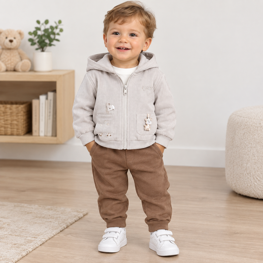 Conjunto Bebé Niño Beige de 3pz jirafa