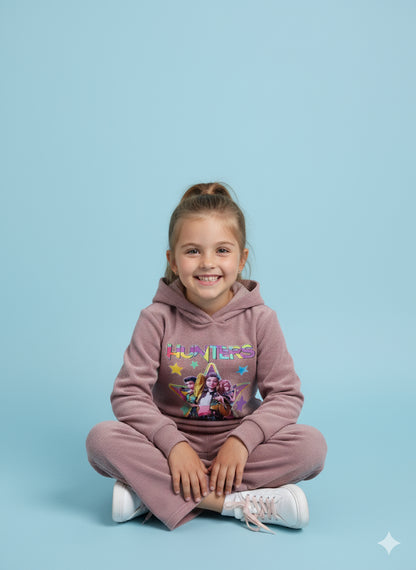 Chandal con capucha de niña K- Pop rosa empolvado - Pronta Moda