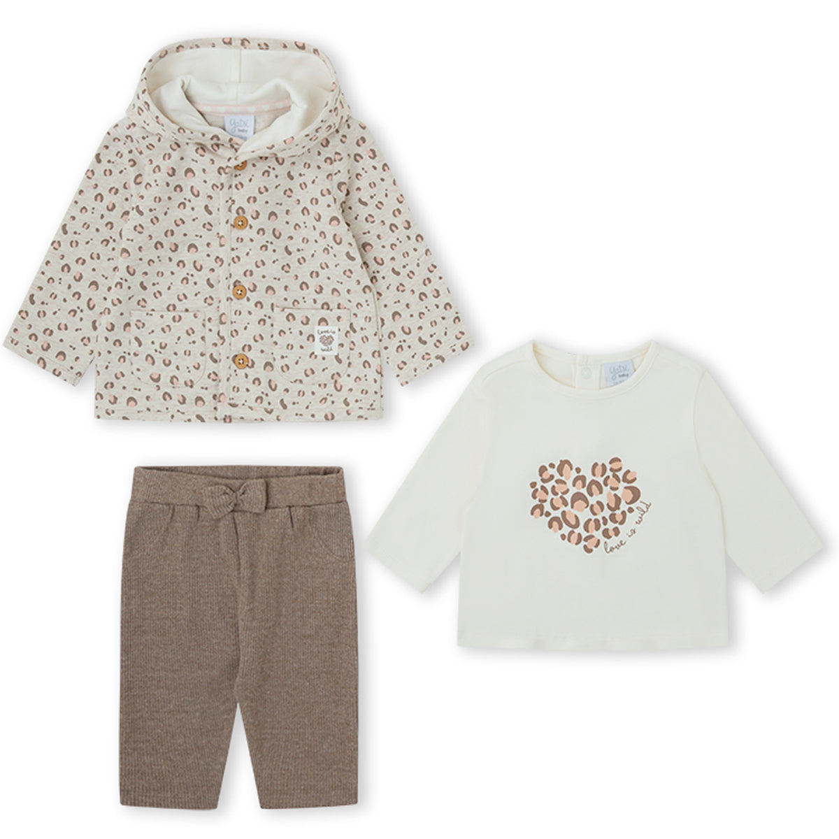 Conjunto bebé niña  corazón 3Pz - Yatsi