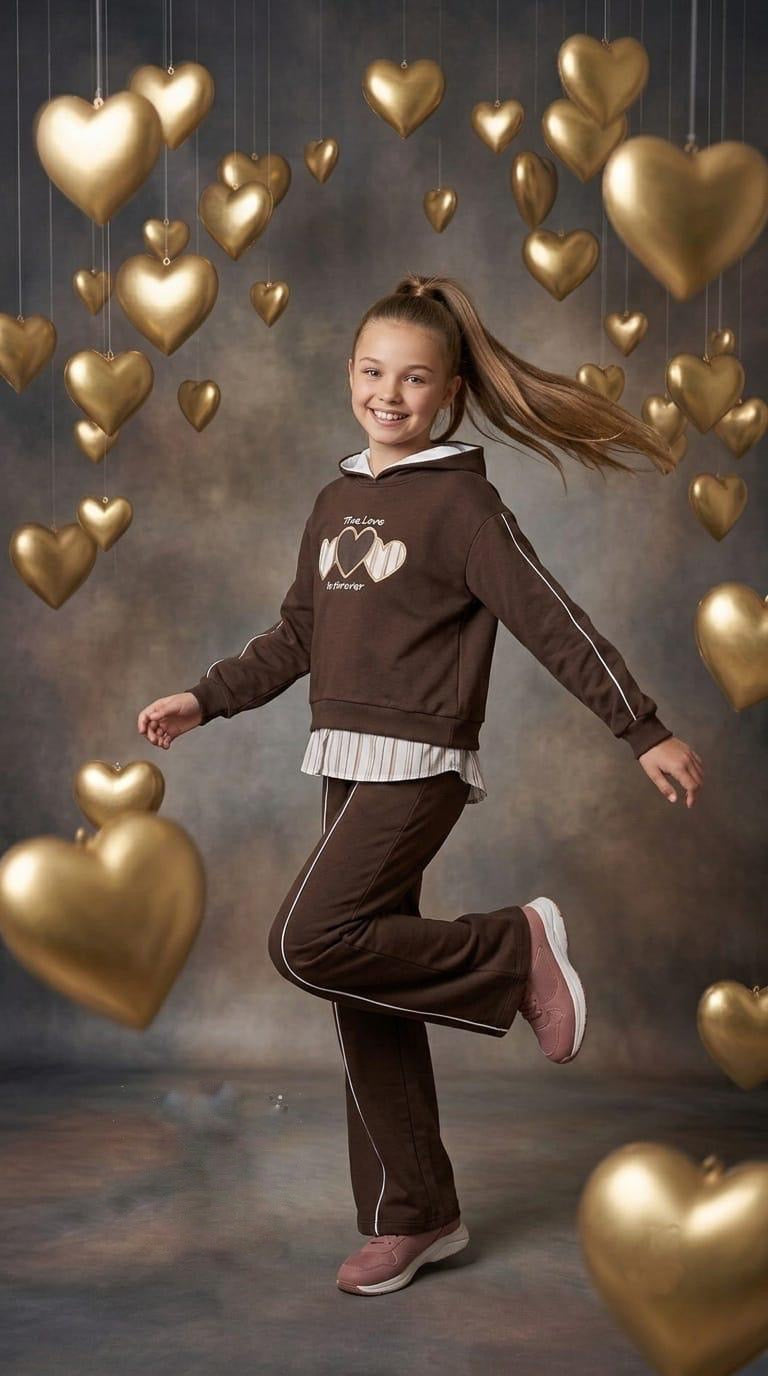 Chandal en marrón de niña - Pronta Moda