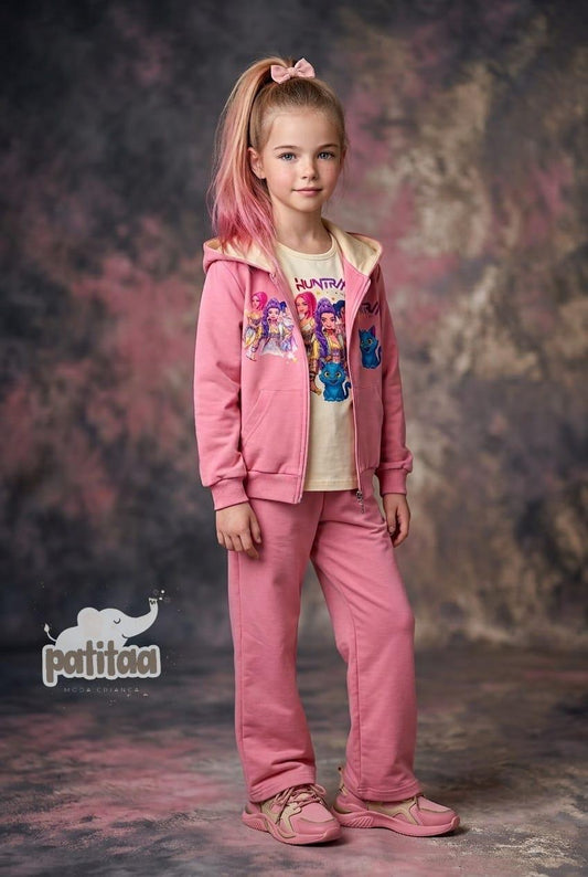 Chandal niña tres piezas rosa K- Pop - Patitaa