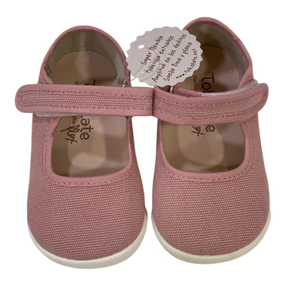 Merceditas respetuosas de lona de niña en rosa palo - Tokolate