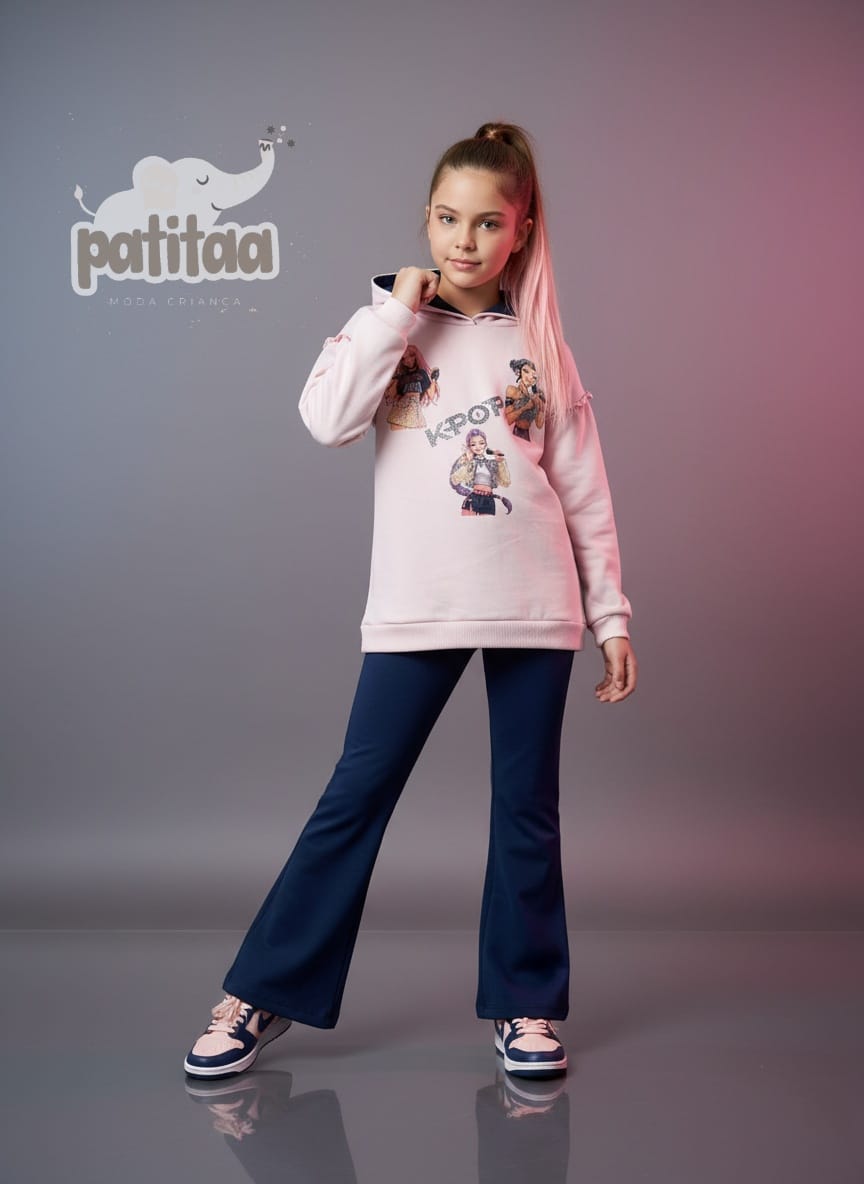 Conjunto rosa  K- Pop - Pronta Moda