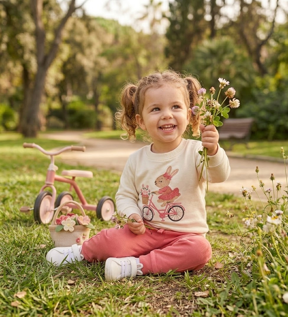 Chándal bebé niña conejita en bici