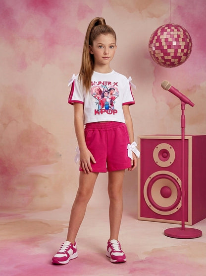 Conjunto fucsia Sporty Chic con lazos - K- Pop