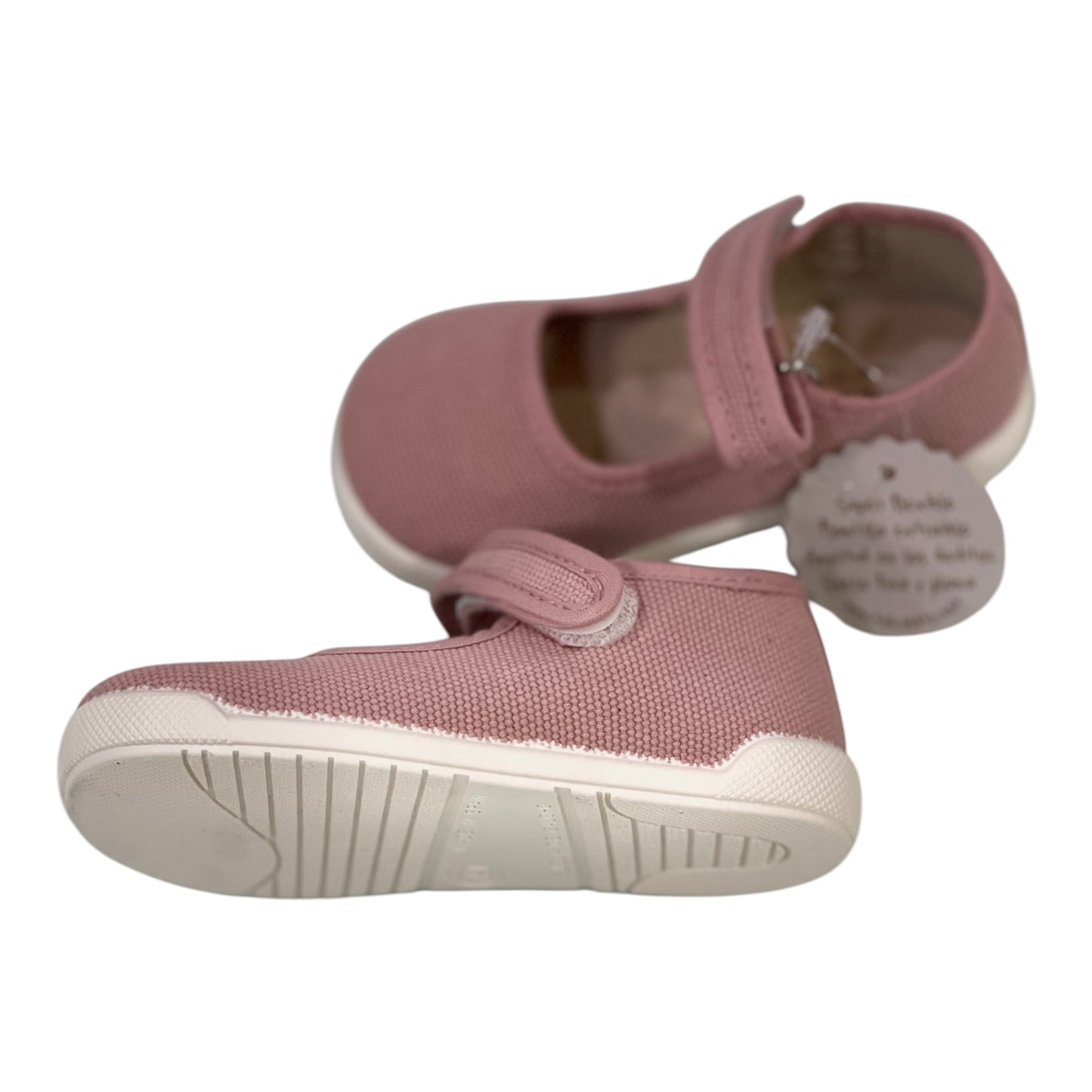 Merceditas respetuosas de lona de niña en rosa palo - Tokolate