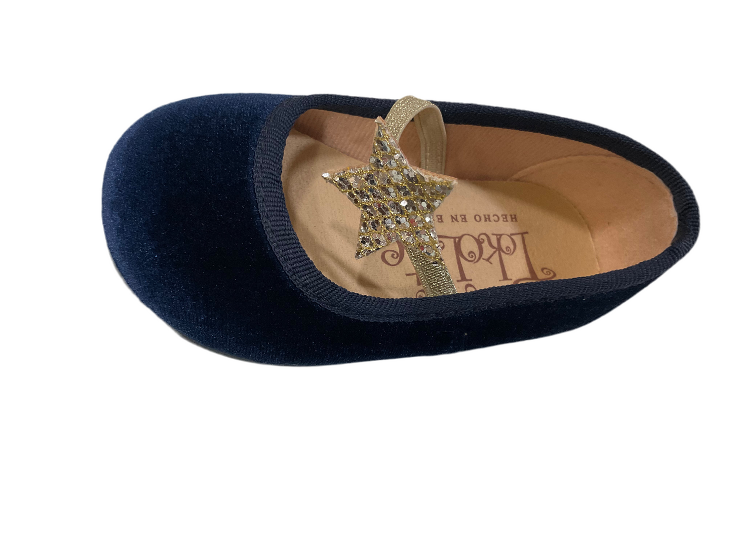Merceditas terciopelo azul marino con estrella - Tokolate