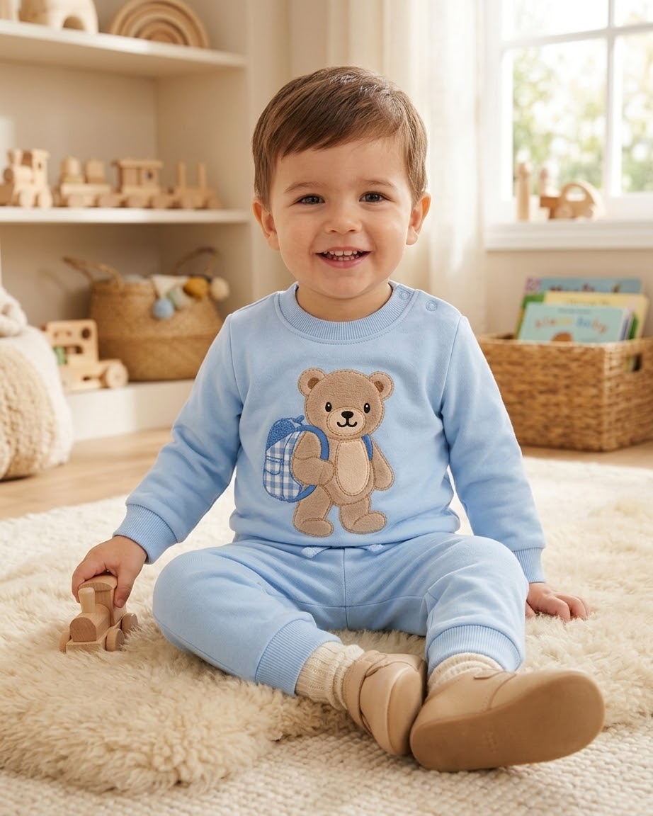 Chándal bebé niño en azul con oso