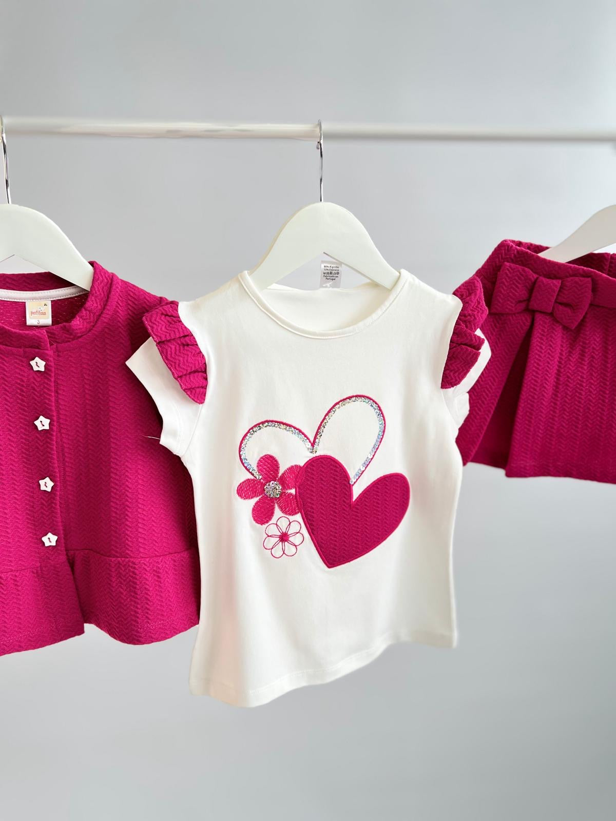 Conjunto tres piezas corazones 🩷