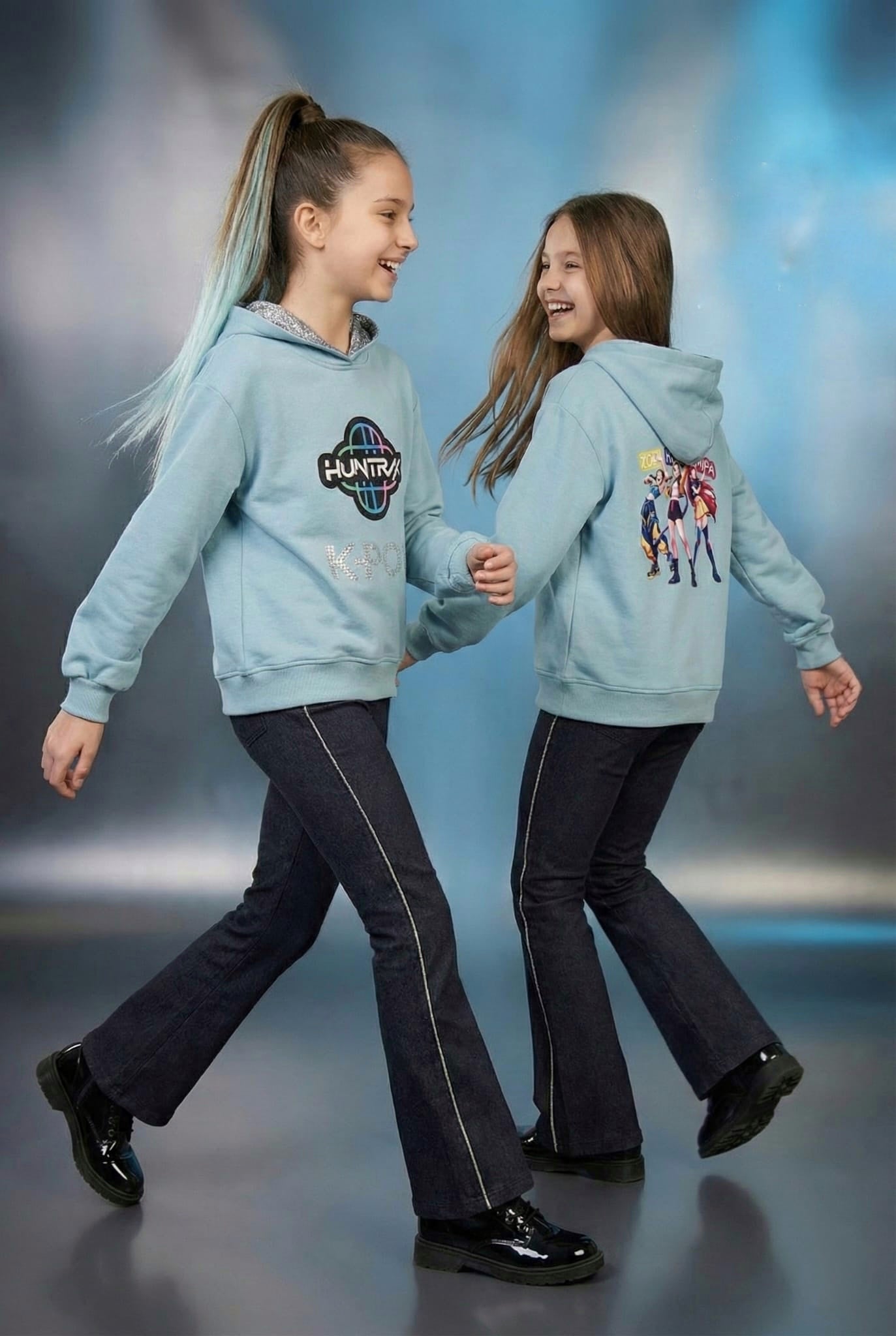 Chándal niña con sudadera azul viejo de  K- Pop - Patitaa