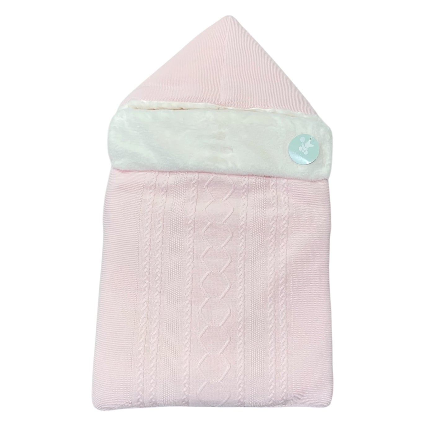 Saco bebe de Punto con Capucha y Forro de Pelo en rosa