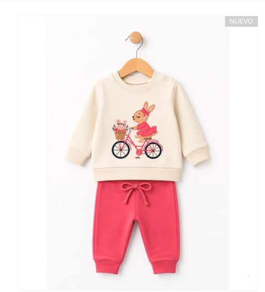 Chándal bebé niña conejita en bici