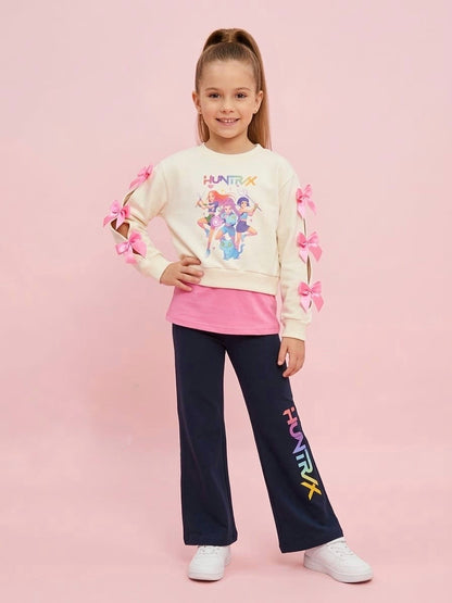 Conjunto tres piezas lazos rosas K- Pop -