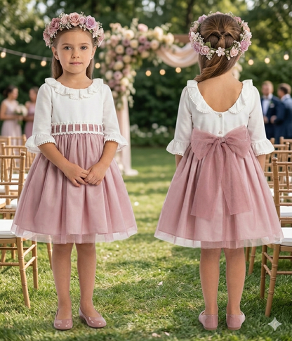 26027 Vestido Ceremonia Romantic en rosa