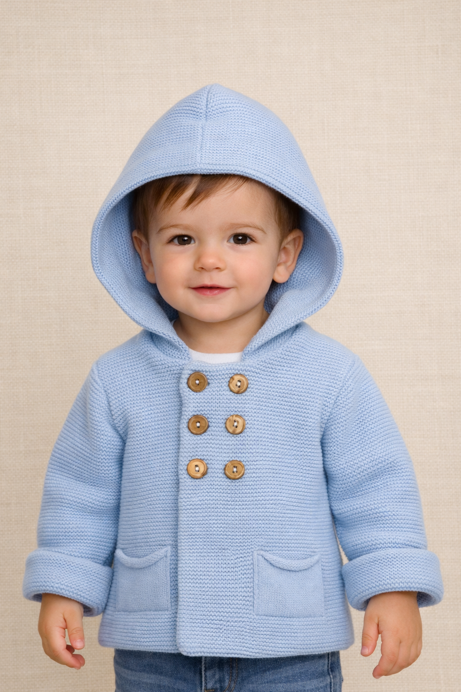 Chaqueta de punto color azul claro - Baby