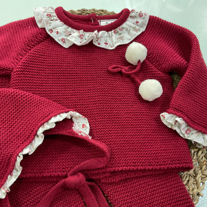 Conjunto bebé de lana en granate - Baby Fashion