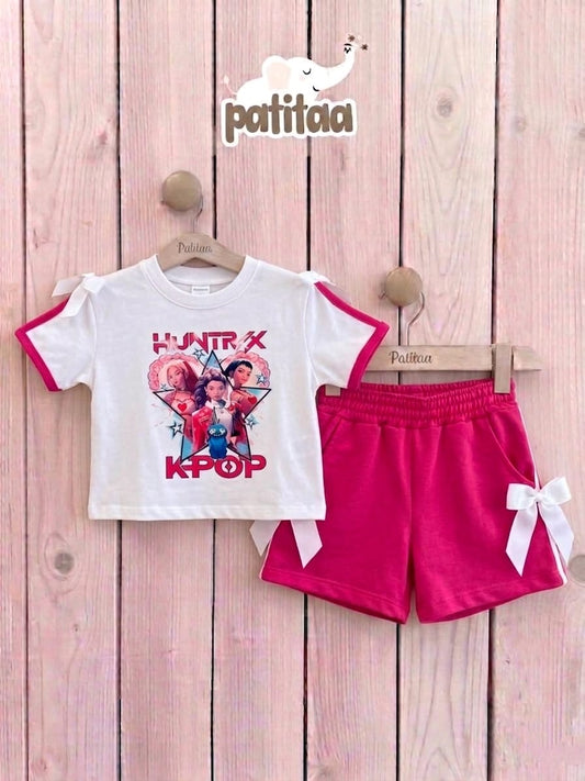 Conjunto fucsia Sporty Chic con lazos - K- Pop