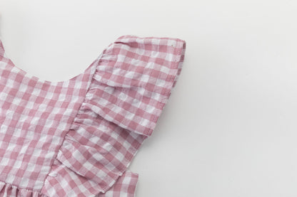 Vestido niña cuadros Vichy malva - Newness