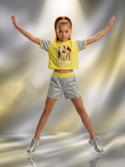 Conjunto amarillo y plata - K- Pop